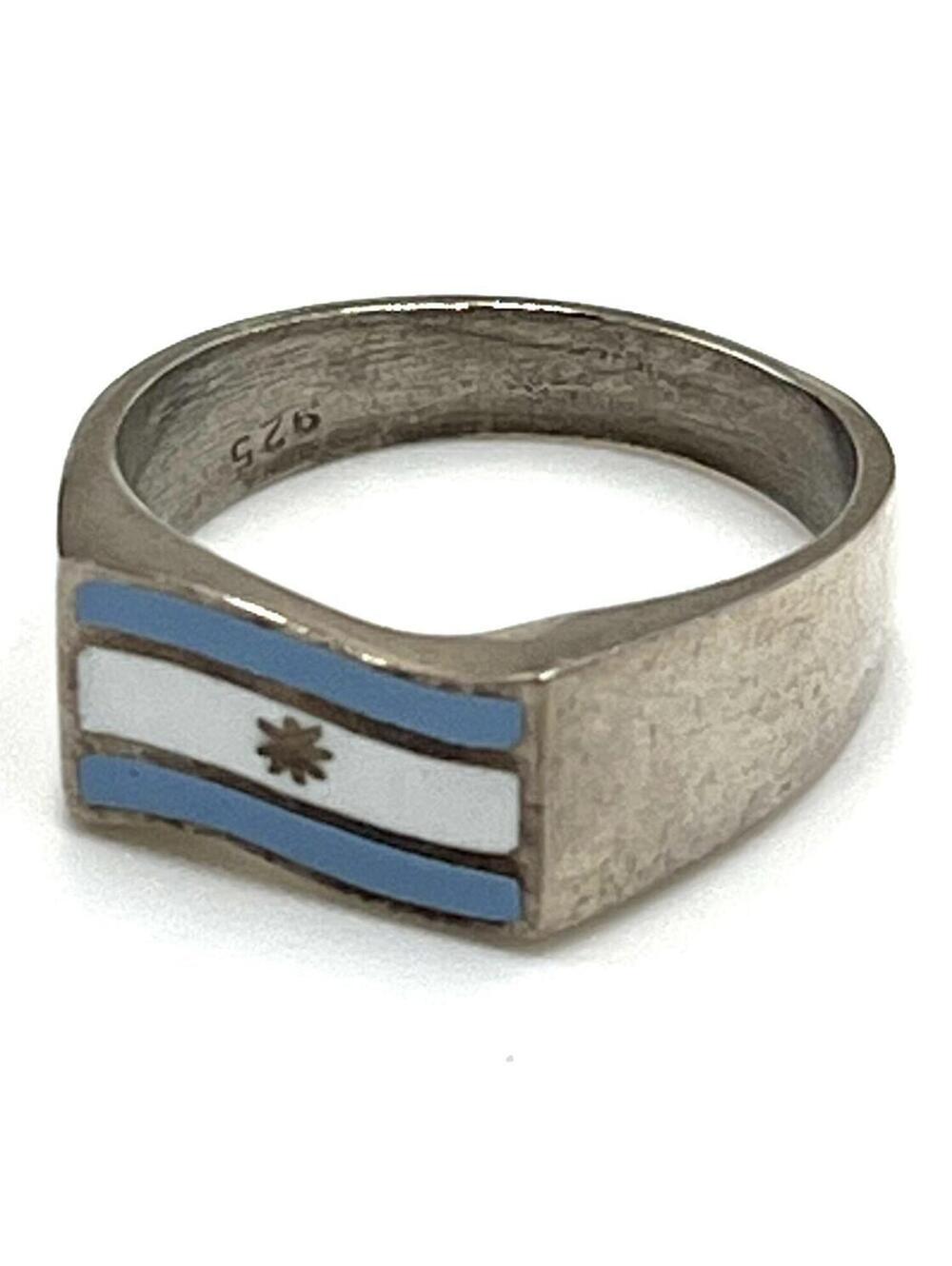 Argentina Flag Chunky Signet Ring in Sterling Silver